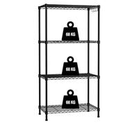 WORKPRO 4-Tier Metal Storage Shelving Unit with Hooks | 272 kg Load, Adjustable Shelves, Leveling Feet, Garage, Kitchen, Bathroom, Pantry, Living Room, Storage Rack
