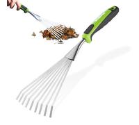 WORKPRO 41 cm Hand Rake, Stainless Steel Leaf Rake with Non-Slip Handle, Heavy-Duty Small Garden Hand Tool for Gardening, Cultivating, Loosening Soil & Spreading Mulch, Flower Beds
