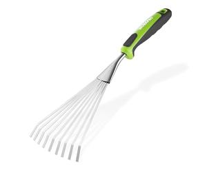 WORKPRO 41 cm Hand Rake, Stainless Steel Leaf Rake with Non-Slip Handle, Heavy-Duty Small Garden Hand Tool for Gardening, Cultivating, Loosening Soil & Spreading Mulch, Flower Beds