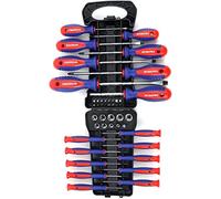 WORKPRO 45-Piece Screwdriver Set| Includes Precision Screwdrivers, Standard Screwdrivers, 1/4" Driver, Socket Set, and Organizer Rack| Perfect for DIY, Home Repair