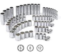 WORKPRO 450-Piece Drive Socket Set 1/2" 1/4" 3/8", CR-V Metric and Imperial with Quick-Release Ratchet Wrench, Spanners, Bits Set, Mechanics Tool for Car Repair