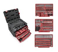 WORKPRO 450-Piece Drive Socket Set 1/2" 1/4" 3/8", CR-V Metric and Imperial with Quick-Release Ratchet Wrench, Spanners, Bits Set, Mechanics Tool for Car Repair
