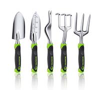 WORKPRO 5 Pcs Gardening Tools Cast Aluminum Garden Set with Fork, Weeder, Claw, Trower, Soil Shovel for Gardener