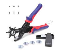 WORKPRO 6-in-1 Belt Hole Puncher, Revolving Leather Punch Pliers | 6 Different Hole Sizes, Heavy Duty, Comfortable Design, Ergonomic Handle, High Quality, Safe, for Belts/Crafts/Card/Rubber