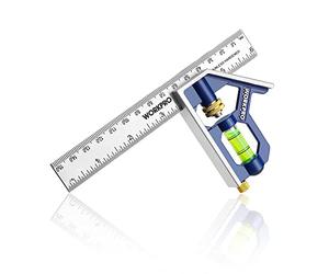 WORKPRO 6 Inch/150 mm Carpentry Squares, Combination Square, Engineers Set Square, Adjustable Carpentry Square 45/90 Degree with Bubble Level, Measuring Tool for Engineer Carpenter