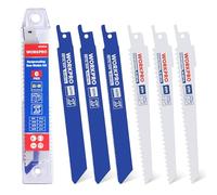 WORKPRO 6-Piece 150 mm Reciprocating Saw Blade Set, Sabre Saw Blades | Bi-Metal Blades, Wood & Metal Cutting, Universal Fit, Plastic Storage Case