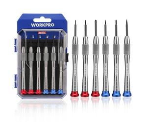 WORKPRO 6-Piece Mini Precision Screwdriver Set with Magnetic Tip & Durable Aluminum Alloy Body, Includes Hanging Storage Case, Perfect for Glasses and Watch Repair, Ideal for DIY Enthusiasts