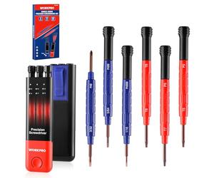 WORKPRO 6-Piece Precision Screwdriver Set, 12 Sizes Double-Ended Mini Screwdrivers with Phillips, Slotted, Pentalobe and Torx Tips for Watches, Phones, Computers & Glasses Repair