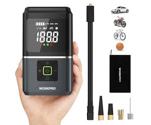 WORKPRO 7.2 V Portable Tyre Inflator, 150 PSI Mini Air Pump | 2500 mAh Battery, Fast Inflation, Car Bike Sports Use, Portable Cordless Air Compressor