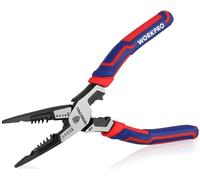 WORKPRO 7-in-1 200 mm Needle-Nose Pliers, Wire Stripper/Cutter/Crimper and Spanner, Long Nose Pilers for 16-10 AWG (1.3-2.6 mm) Wire, Cr-V Multi Hand Tools for Electrician