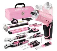 WORKPRO 73-Piece Pink Tool Set with Cordless 3.7V Screwdriver