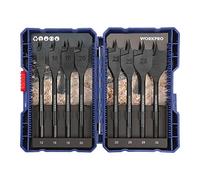 WORKPRO 8pcs Flat Wood Drill Bit Set for Wood Drill Bits Set 6.35mm 12mm 16mm 18mm 20mm 22mm 25mm 28mm 32mm Storage Case
