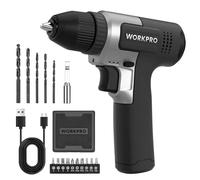 WORKPRO 8V Cordless Drill with 3/8" Keyless Chuck, 12 N.m Max Combi Driver, 2Ah Battery, 16 Pieces Accessories, Black