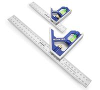 WORKPRO Adjustable Combination Square Set, 150 + 300mm, Stainless Steel Angle Ruler with Bubble, Multifunctional Measuring Tool