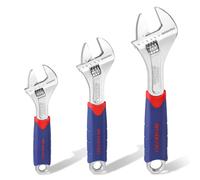 WORKPRO Adjustable Spanner Set 3-Piece, Metric and SAE Wrench Spanner, 150 mm, 200 mm, 250 mm, Adjustable Spanner Wide Jaw, Soft Handle