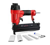 WORKPRO Air Brad Nailer Gun 50 mm, 2-in-1 Air Nail Gun/Upholstery Stapler, Accepts 18G Nails 15-50 mm & Type 90 Staples 16-40 mm, Lightweight Aluminum Body, Come with 400pcs Nails and 300pcs Staples