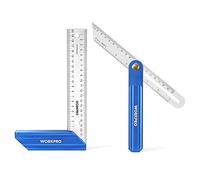 WORKPRO Carpentry Squares Set 2-Piece, Aluminum Handle | 8 Inch/200 mm Try Square, 9.4 Inch/240 mm Sliding Bevel, Stainless Steel, Woodworking Layout