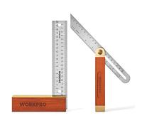 WORKPRO Carpentry Squares Set 2-Piece, Wood Handle | 8 Inch/200 mm Try Square, 9.4 Inch/240 mm Sliding Bevel, Stainless Steel, Woodworking Layout