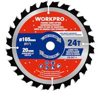 WORKPRO Circular Saw Blade 165 mm x 20 mm x 24T, TCT Wood Cutting Blade for Circular Saw, Thin Kerf Fast Rip Blade for Softwood, Timber & Plywood