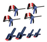 WORKPRO Clamp Set for Woodworking, 4-Pack 115 mm Mini Bar Clamps and 4-Pack Spring Clamps, Light-Duty with Max 23 kg Load Limit, One Handed