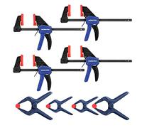 WORKPRO Clamp Set for Woodworking, 4-Pack 115 mm Mini Bar Clamps and 4-Pack Spring Clamps, Light-Duty with Max 23 kg Load Limit, One Handed