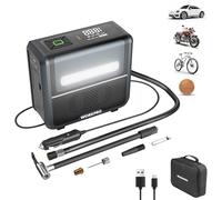 WORKPRO 3-in-1 Tyre Inflator Air Compressor with LED Light, 12 V Car Tyre Pump 150 PSI with Digital Display, Automatic Shut-Off & Dual Power Supply Modes, Cordless Tyre Inflator for Car, Motor, Bike
