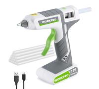 WORKPRO Cordless Glue Gun,12 V Rechargeable Fast Preheating Hot Glue Gun Kit with 15 pcs Full Size Glue Sticks(11x200 mm) Battery Powered Glue Gun for DIY Project, Art, Craft - White