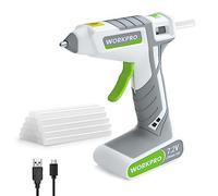 WORKPRO Cordless Glue Gun 7.2V with 20pcs Glue Sticks (7x100mm), Fast Preheating Hot Glue Gun with 2000mAh Lithium-ion Battery, Automatic-Power-Off Glue Stick Gun for Crafting with Indicator Lights