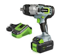 WORKPRO Cordless Impact Wrench Lightweight 20 V / 18 V, 4.0 Ah Li-ion Battery (Fast Charger), 1/2” Chuck, 2 Mode Forward/Reverse, Belt Clip, LED Light for Working in Dark Environment