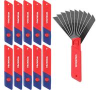 WORKPRO Cutter Knife Blades 18 mm Pack of 100 for Professionals, Hardened & Extremely Sharp Replacement Blades Made of SK5, Snap-off Blades for Carpet Knives, Cutter Knives, Includes 10 Independent