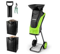WORKPRO Electric Garden Shredder with Pruning Shears, 2500W Mulcher 44 mm Cutting Diameter Wood Chipper with 4300 RPM Speed, 2 x 45 L Collection Bag, Leaf and Branch Shredder for Garden Waste