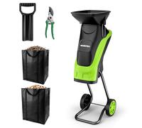 WORKPRO Electric Garden Shredder with Pruning Shears, 2500W Mulcher 44 mm Fresh Branch Cutting Diameter Wood Chipper with 4300 RPM Speed, 2 x 45 L Collection Bag, Garden Waste Shredder
