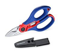 WORKPRO Electricians Scissors with Wire Stripper, 6-1/2 INCH(163MM), Multi-Function Stainless Steel Electricians Shears with Belt Clip Sheath