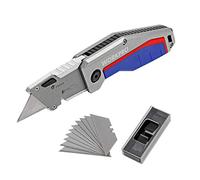 WORKPRO Folding Utility Knife, Quick-Change Box Cutter with 10 Blades, Compact Utility Knife with Comfort Grip, Ideal for Cardboard Cutting