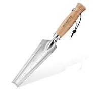 WORKPRO Garden Hand Trowel with Wooden Handle, Stainless Steel Weeder Puller for Planting, Weeding & Transplanting, Narrow Manual Shovel for Digging and Soil Work