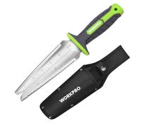 WORKPRO Garden Trowel with V-Notch Tip, 30 cm Hand Shovel with Hanging Hole, Dual-Edge Design, Multi-Purpose Weed Puller Tool with Oxford Sheath for Weeding, Digging, Root Removal