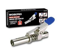 WORKPRO Grease Gun Coupler, Quick Release, 10000 PSI, 1/8" NPT | 6-Jaw Locking Mechanism, Heavy Duty Grease Gun Tip, for Garage, Farm, Machinery, Industrial Maintenance