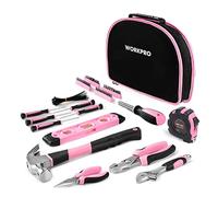 WORKPRO Pink Tool Kit 103-Piece, Pink Hand Tools Set for Home Repair, Tool Kit Portable with Hammer, Screwdriver Set, Tape Measure, Pliers, with Compact Storage Bag, New Home Gifts