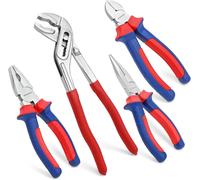 Workpro Pliers Set Household Pliers Set Combination Pliers Long Nose Pliers Side Cutters Water Pump Pliers 4 Pieces