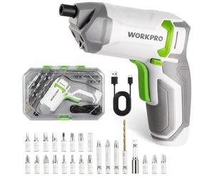 WORKPRO Powerful 3.6V Cordless Eccentric Electric Screwdriver Set with 240 RPM 7 Nm High-Torque Motor, Versatile Mini Drill with 24-Piece Bit Set, Perfect for DIY Projects and Home Repairs