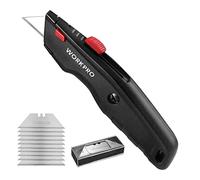 WORKPRO Premium Utility Knife, Metal Retractable Box Cutter, Black | Includes 10 SK5 Blades, Quick-Change Blade, Full-Metal, Durable, Lightweight, Ergonomic Design, for Daily Use and DIY