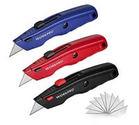 WORKPRO Premium Utility Knife Set, 3-Pack (Black, Red, Blue)