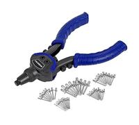 WORKPRO Rivet Gun Set 5-in-1, 10-Inch Pop Riveter with 5 Sizes Interchangeable Nozzle 2.4 mm 3.2 mm 4 mm 4.8 mm 6.4 mm, Heavy Duty Hand Riveter with 100-Piece Rivets