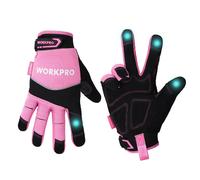 WORKPRO Safety Work Gloves, Pink Working Gloves for Women Men, Touch Screen, Terry Fabric, Non-Slip (Large, Pink Ribbon)