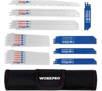 WORKPRO 32-Piece Reciprocating Sabre Saw Blades Set for Wood & Metal, with Organizer Pouch, Fits All Reciprocating Saw