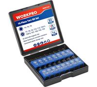 WORKPRO Security Torx Bit Set 16pcs, Tamper Proof S2 Steel Star Bit Set, 1/4-in