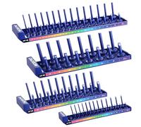 WORKPRO Socket Organizer Set, 4-Piece Socket Holders, 1/4", 3/8", 1/2" Drive Metric Socket Storage Rack Tray, Shadow Socket Holders for Socket Storage