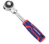WORKPRO Swivel Head Ratchet 72-Tooth, 1/4" Socket Wrench Handle with Flexible Head, 270°Swivel Reversible Ratchet with 72-Teeth, Quick Release Socket Wrench for Handling Repair Equipment