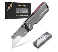 WORKPRO Titanium Utility Knife, Folding Box Cutter with 10 SK2M Blades, CNC Unibody Design, Lightweight Aluminum Handle, Ideal for Daily Use & DIY
