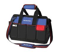 WORKPRO Tool Bag, 18 Inch Tool Bag with Waterproof Molded Base, Open Top Tool Organizer Bag with 20 Pockets, Adjustable Shoulder Strap